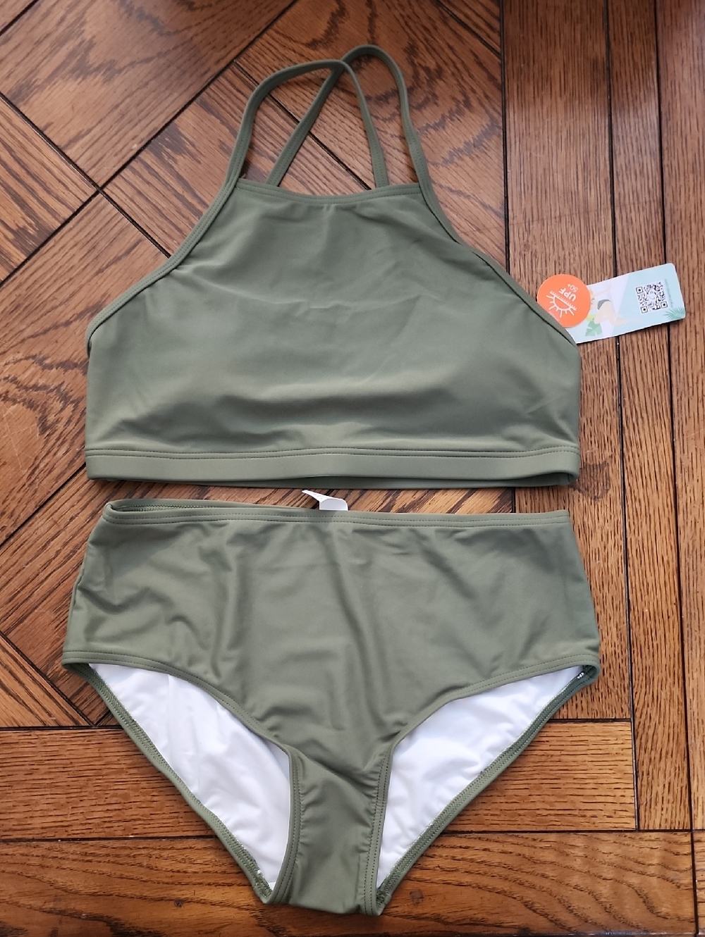 A4: Charmo Army green bikini, halter